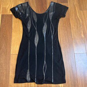 Miss Me black knit sweater dress with black sequin leaf details